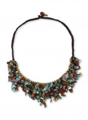 Multi Gem Magnesite Brass Beaded Necklace