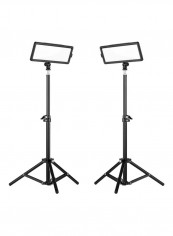 6-Piece Photography LED Video Light And Stand Kit Black