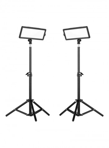 6-Piece Photography LED Video Light And Stand Kit Black