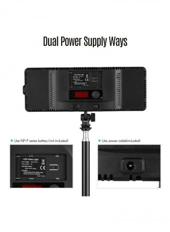 6-Piece Photography LED Video Light And Stand Kit Black