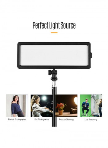 6-Piece Photography LED Video Light And Stand Kit Black