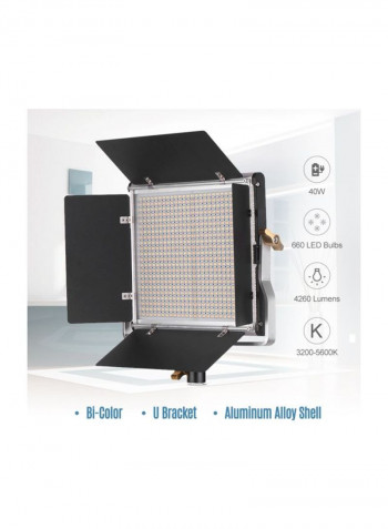 Dimmable LED Video Light Kit 23.2x20centimeter Black/Silver