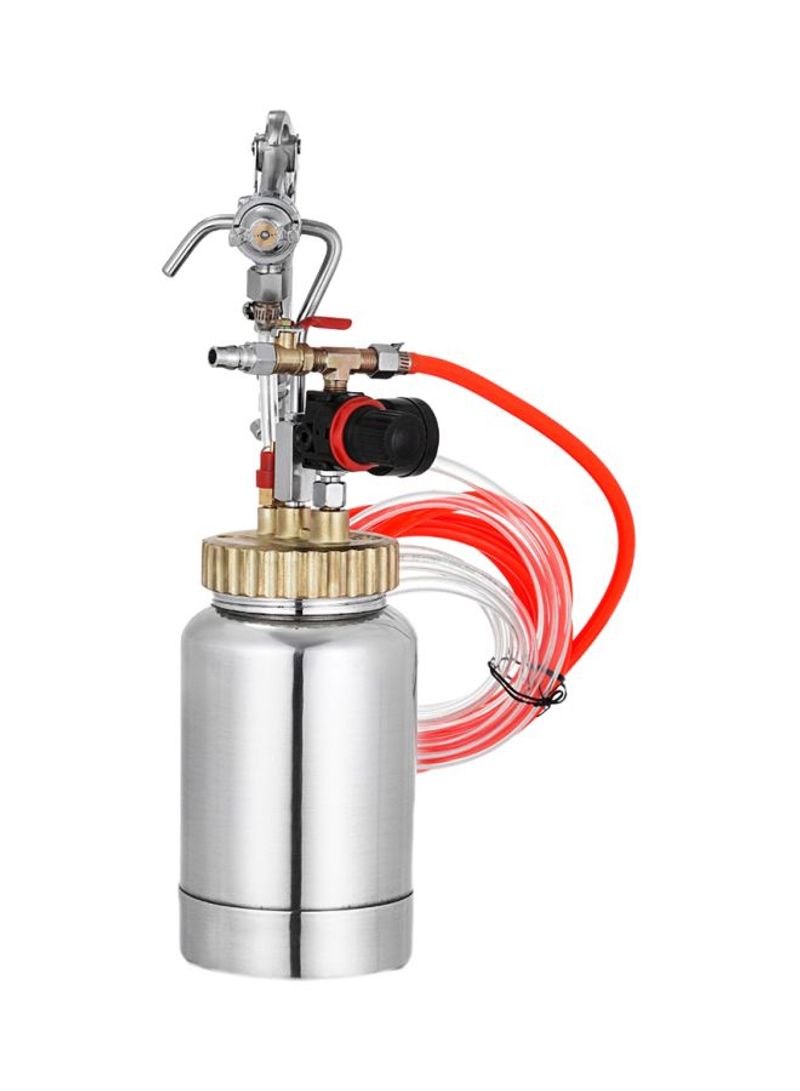 Pressure Pot Tank With Air Spray Gun And Regulator Silver/Gold/Red 35x15x25centimeter