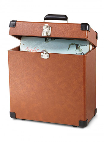 Compact Record Carrier Case Brown