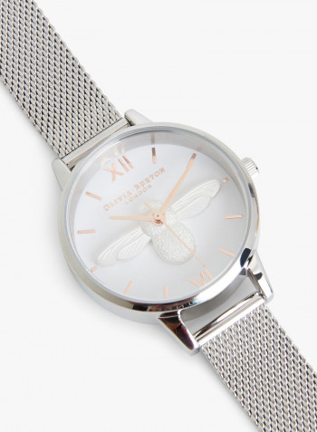Women's Silver 3D Bee Mesh Watch