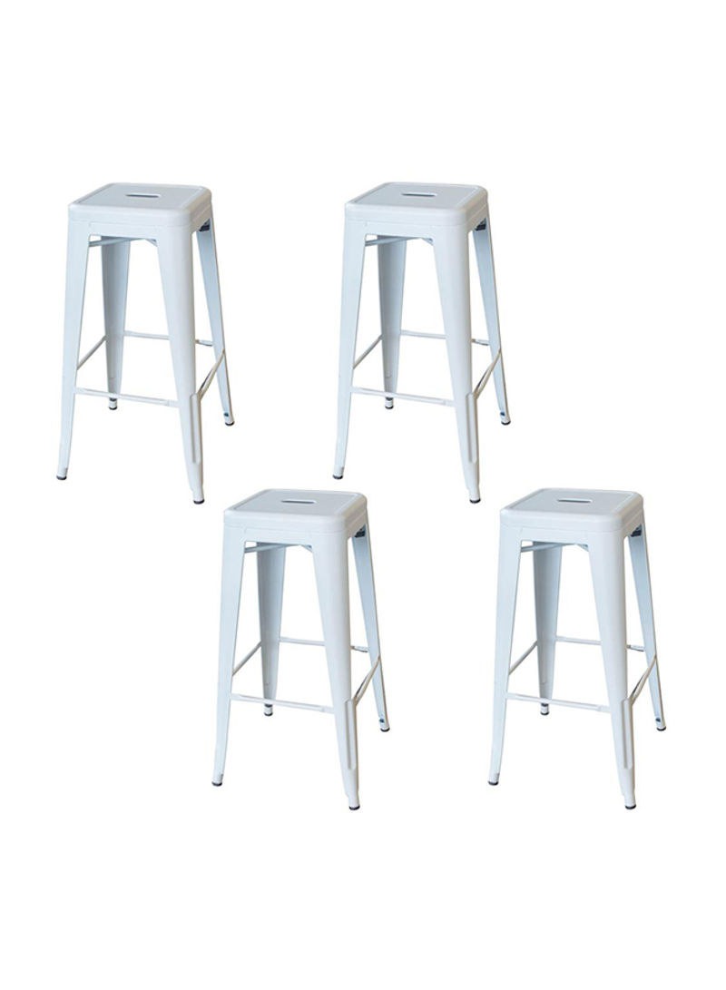4-Piece Stackable Indoor And Outdoor Counter Stool Set White