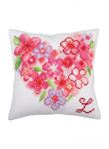 Stamped Needlepoint Cushion Kit White/Red/Green 15.75x15.75inch