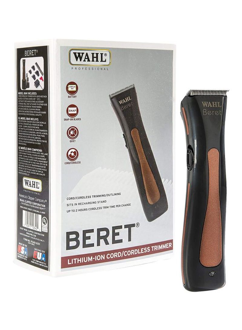 Beret Cord And Cordless Trimmer Set Black/Brown/Silver 5.5inch