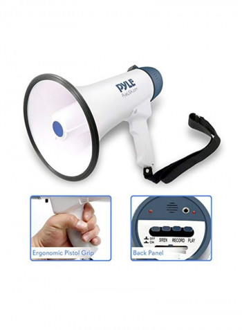 Megaphone Speaker With Built-in Siren PMP45R White/Black
