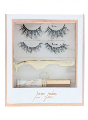 Pair Of 2 Bellucci False Eyelashes With Adhesive Black