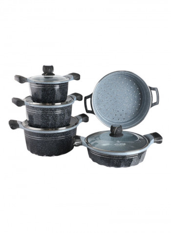 Die Cast Aluminium 9 Pieces Cookware Set Blue 32cm