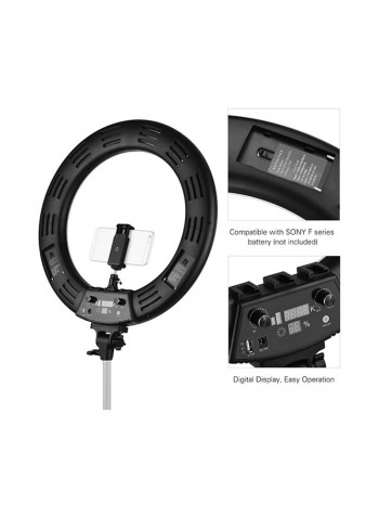 60W Dimmable 3000-6000K Colour Temperature Photography LED Ring Light 18inch Black