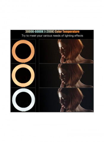60W Dimmable 3000-6000K Colour Temperature Photography LED Ring Light 18inch Black