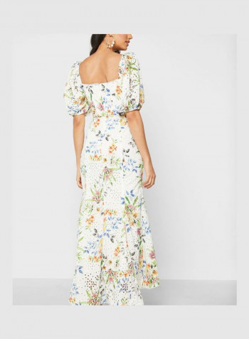 Floral Printed Sweetheart Neck Dress Multicolour