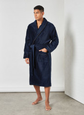Long Velvet Bathrobe Navy
