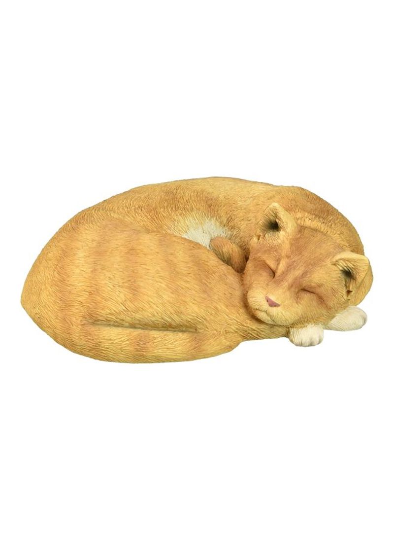 Lying Cat Decorative Figurine Beige 13x11x4inch