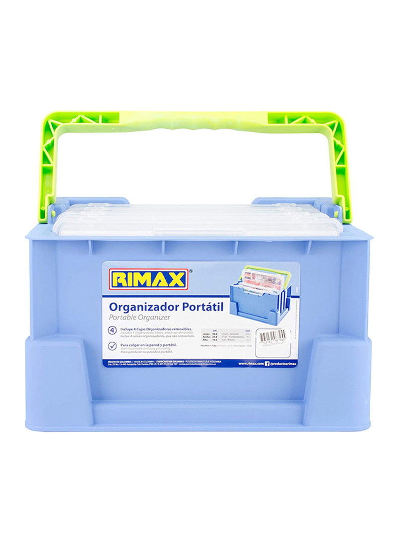 Portable Organizer With Removable Trays Blue/Green/White