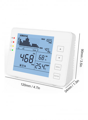 Indoor Portable CO2 Detector Multifunctional Home  Detector Intelligent Quality Analyzer Household Air Pollution Monitor White 15.00*8.00*10.00cm