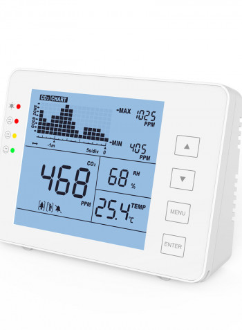 Indoor Portable CO2 Detector Multifunctional Home  Detector Intelligent Quality Analyzer Household Air Pollution Monitor White 15.00*8.00*10.00cm