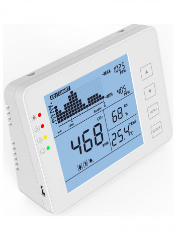 Indoor Portable CO2 Detector Multifunctional Home  Detector Intelligent Quality Analyzer Household Air Pollution Monitor White 15.00*8.00*10.00cm