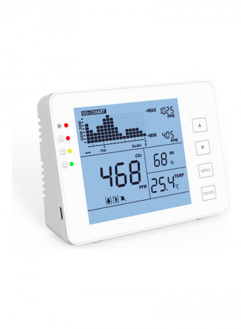 Indoor Portable CO2 Detector Multifunctional Home  Detector Intelligent Quality Analyzer Household Air Pollution Monitor White 15.00*8.00*10.00cm
