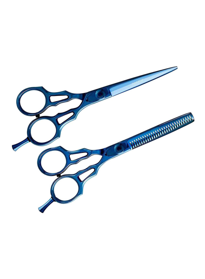 2-Piece Hair Cutting Shears And Scissors Set Blue