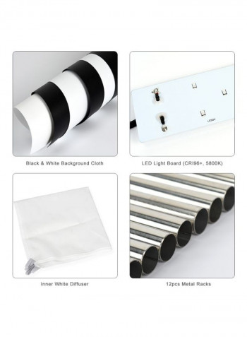 36-Piece LED Mini Photography Studio Shooting Tent Set Black