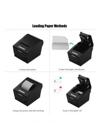 Automatic Paper Cutting Thermal Receipt Printer Black
