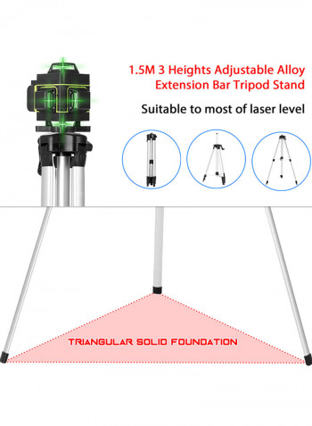 Multifunctional 16-Lines Level Tool With Adjustable Alloy Extension Bar Black/Silver 44x21.5x25.5cm