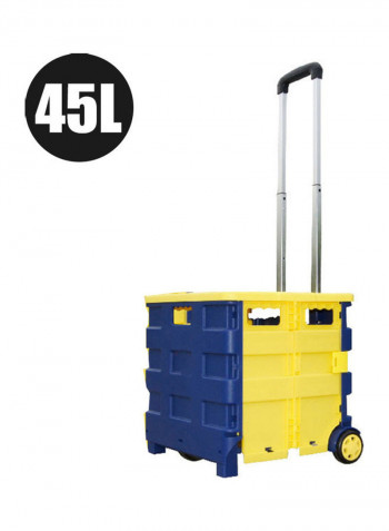 Two Wheeled Collapsible Handcart with Lid Blue/Yellow