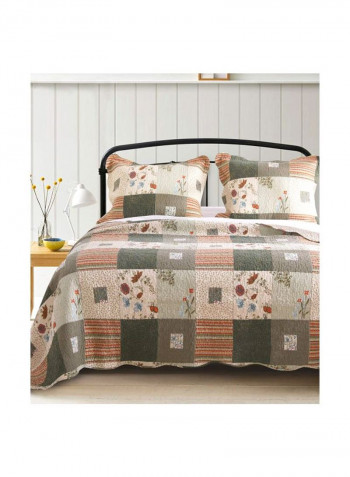 3-Piece Quilt Set Grey/Beige/Brown Queen