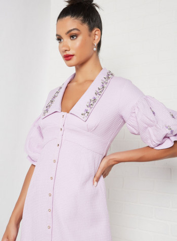 Embellished Collar Midi Dress Mauve