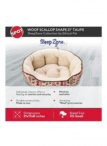 Scallop Faux Suede Lounger Taupe/Red