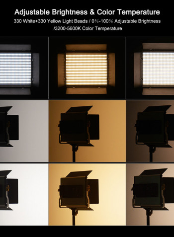 Professional LED Video Light with U Bracket and Barndoor Lighting Kit Multicolour