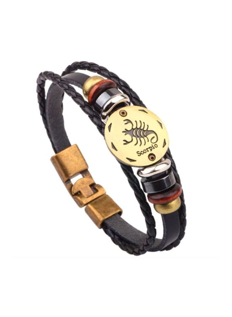 Leather Scorpio Engraved Bracelet