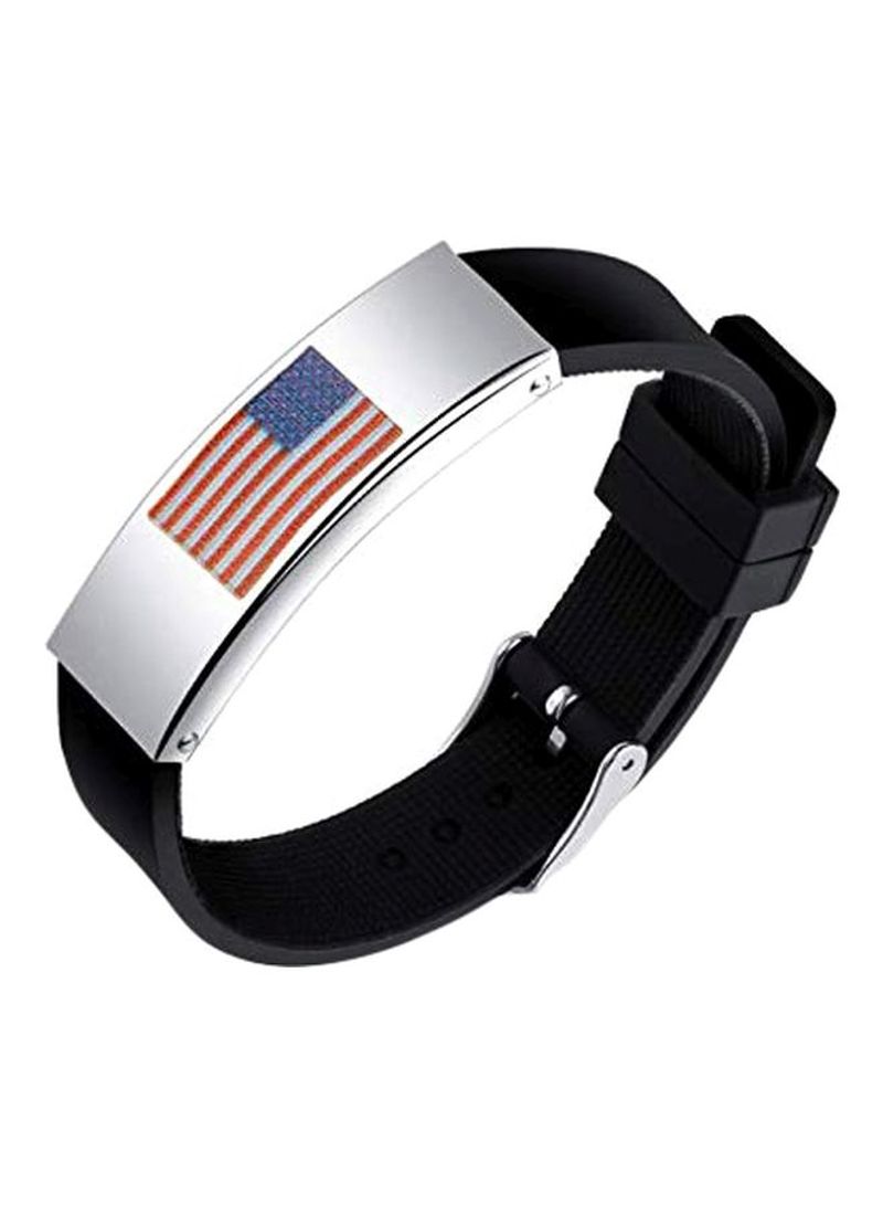 Silicone American Flag Logo Engraved Bracelet