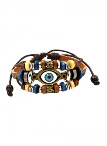 Leather Evil Eye Bead Bracelet