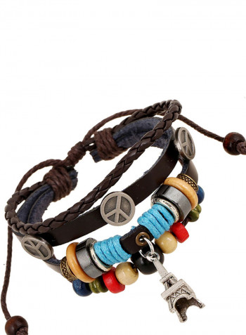 Leather Beaded Effiel Tower Bracelet