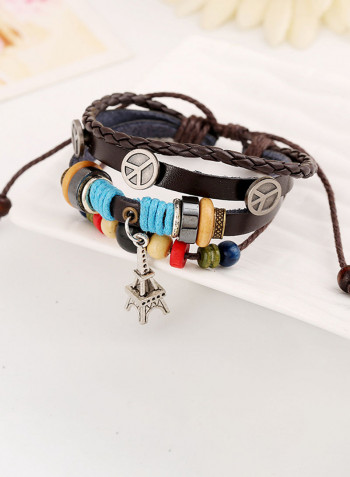 Leather Beaded Effiel Tower Bracelet