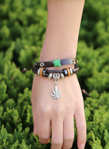 Leather Maple Leaf Bracelet