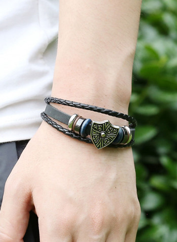 Leather Punk Beaded Bracelet