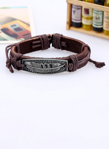 Leather Feather Braided Bracelet