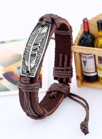 Leather Feather Braided Bracelet
