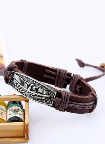 Leather Feather Braided Bracelet