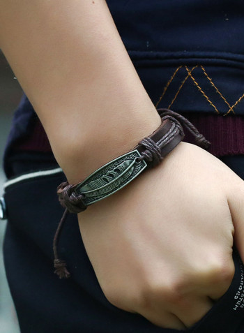 Leather Feather Braided Bracelet