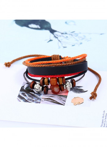 Leather Woven Beaded Bracelet