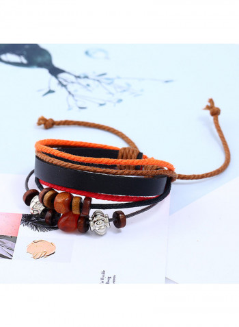 Leather Woven Beaded Bracelet