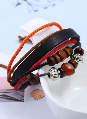 Leather Woven Beaded Bracelet