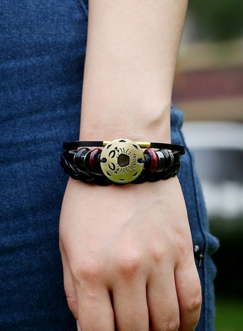 Leather Cancer Beaded Bracelet