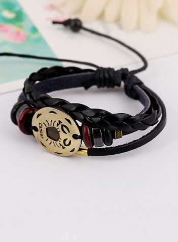 Leather Cancer Beaded Bracelet